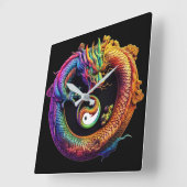 Yin Yang Dragon Wall Clock Vierkante Klok (Hoek)