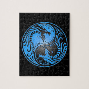 Yin Yang Dragons, blauw en zwart Legpuzzel