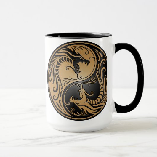 Yin Yang Dragons, bruin en zwart Mok (Rechts)
