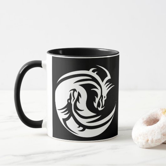 yin yang dragons café tasse (Avec donut)
