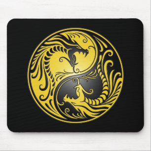 Yin Yang Dragons, geel en zwart Muismat