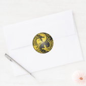Yin Yang Dragons, geel en zwart Ronde Sticker (Envelop)