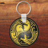 Yin Yang Dragons, geel en zwart Sleutelhanger (Voorkant)