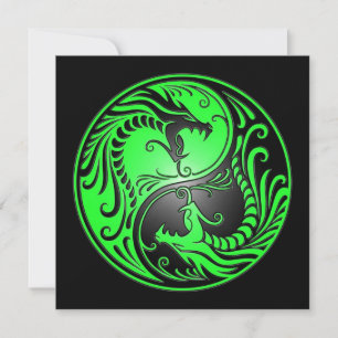 Yin Yang Dragons, groen en zwart