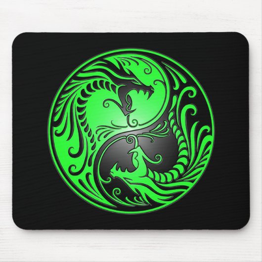 Yin Yang Dragons, groen en zwart Muismat (Voorkant)