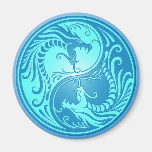 Yin Yang Dragons, lichtblauw Magneet