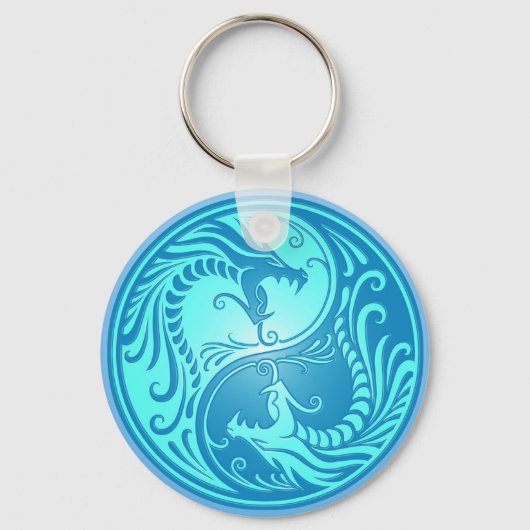 Yin Yang Dragons, lichtblauw Sleutelhanger (Voorkant)