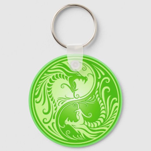 Yin Yang Dragons, lichtgroen Sleutelhanger (Voorkant)