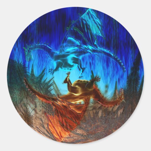 Yin Yang Dragons Ronde Sticker (Voorkant)