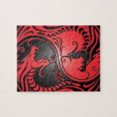 Yin Yang Dragons, rood en zwart Legpuzzel (Horizontaal)