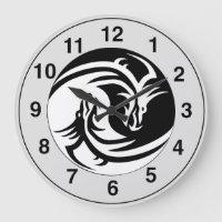 Yin Yang Dragons Tribal Tattoo Design Mur Horloge