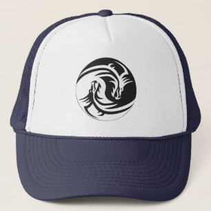 Yin Yang Dragons Tribal Tattoo Design Trucker Pet