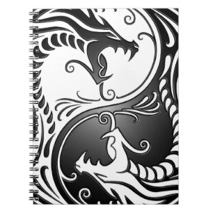 Yin Yang Dragons, wit en zwart Notitieboek