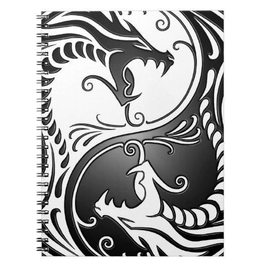 Yin Yang Dragons, wit en zwart Notitieboek (Voorkant)