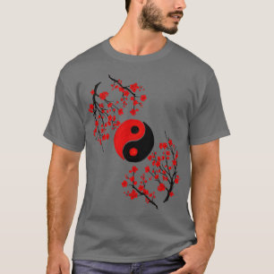 Yin Yang en Sakura Red Blossom T-shirt