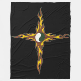Yin Yang Fire Cross Fleece Deken