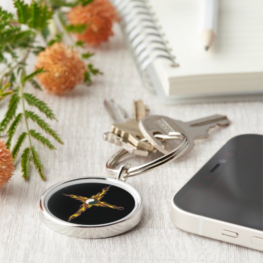 Yin Yang Fire Cross Sleutelhanger (Zijkant)