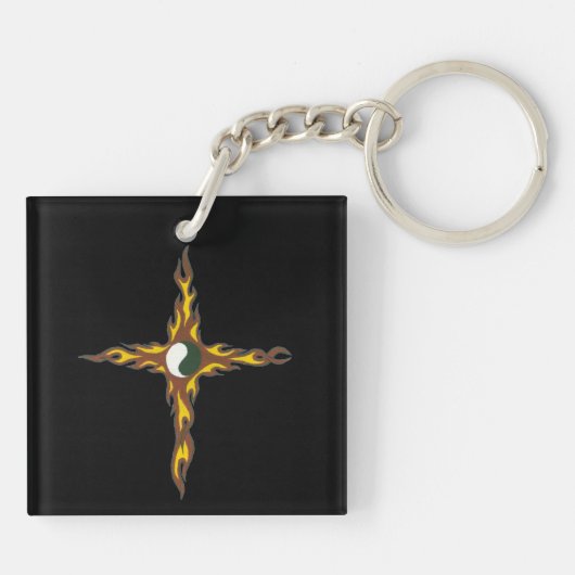 Yin Yang Fire Cross Sleutelhanger (Achterkant)