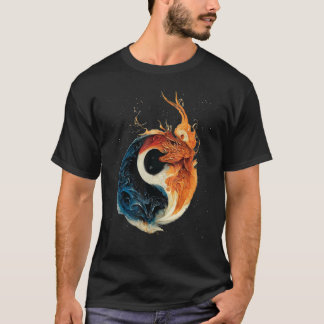 Yin Yang Fire en Ice Dragons T-shirt