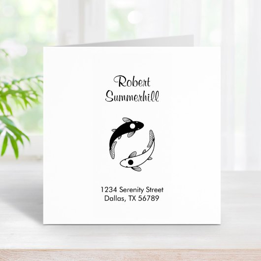 Yin-Yang Fish-adres Rubberstempel
