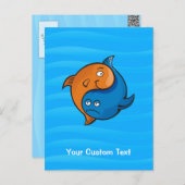 Yin Yang Fish Cartoon Briefkaart (Voorkant / Achterkant)