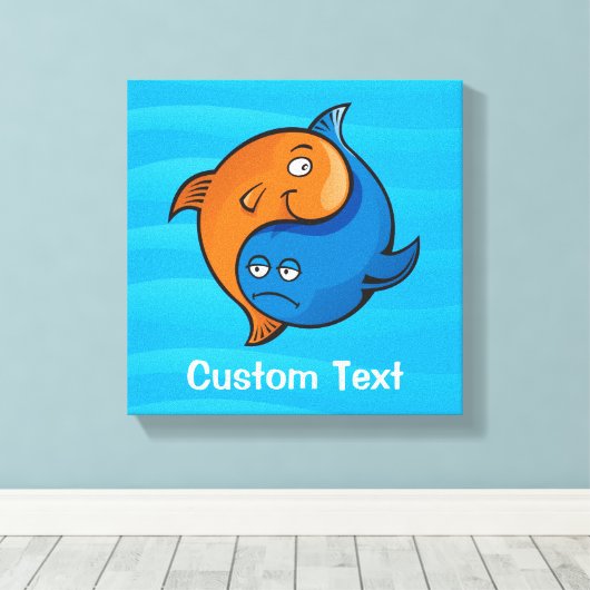 Yin Yang Fish Cartoon Canvas Afdruk (Insitu (Houten vloer))