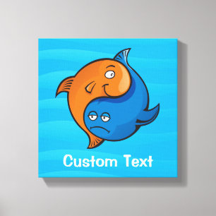 Yin Yang Fish Cartoon Canvas Afdruk