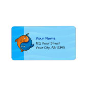 Yin Yang Fish Cartoon Etiket (Voorkant)