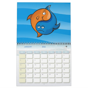 Yin Yang Fish Cartoon Kalender