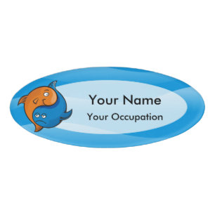 Yin Yang Fish Cartoon Ovaal Naam Tag