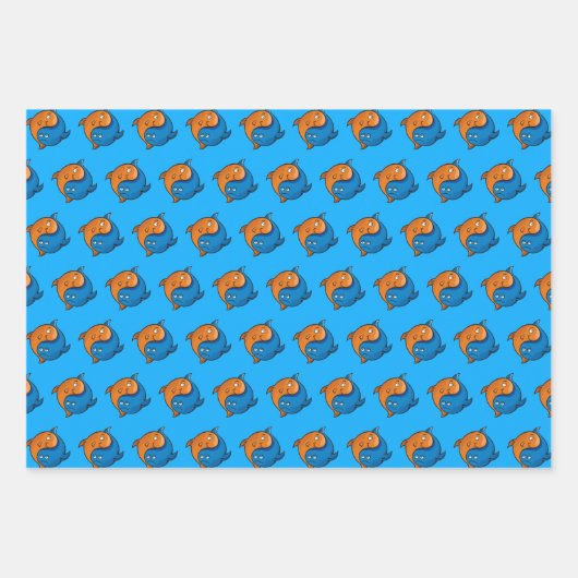 Yin Yang Fish Cartoon Pattern Inpakpapier Vel (Voorkant 3)