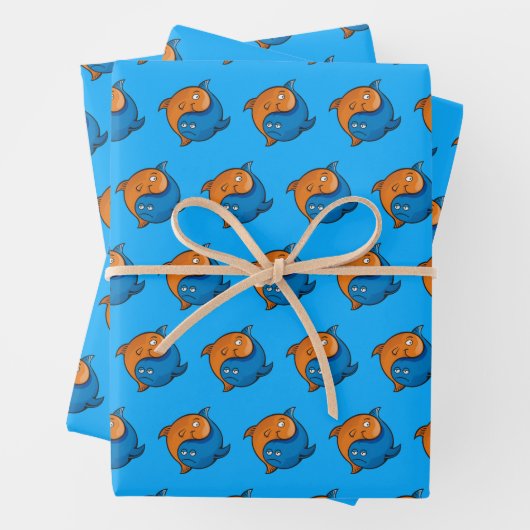 Yin Yang Fish Cartoon Pattern Inpakpapier Vel (In situ)