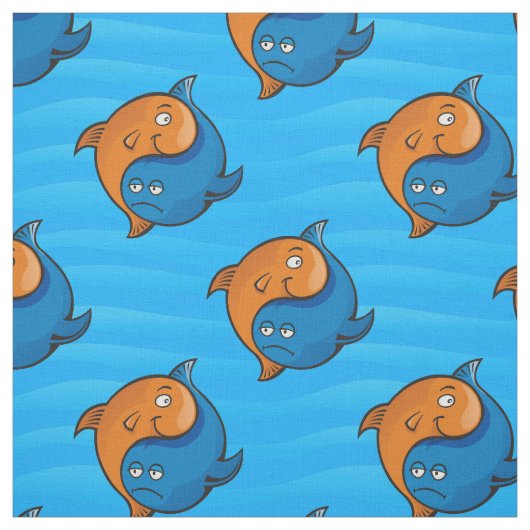 Yin Yang Fish Cartoon Pattern Stof (Swatch)