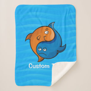 Yin Yang Fish Cartoon Sherpa Deken