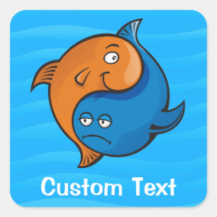 Yin Yang Fish Cartoon Vierkante Sticker