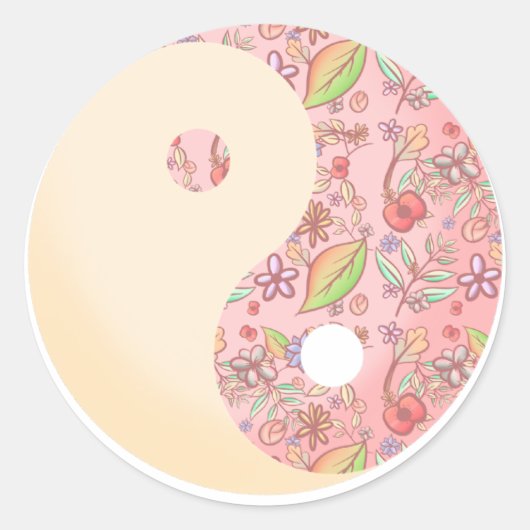 Yin Yang Floral Ronde Sticker (Voorkant)