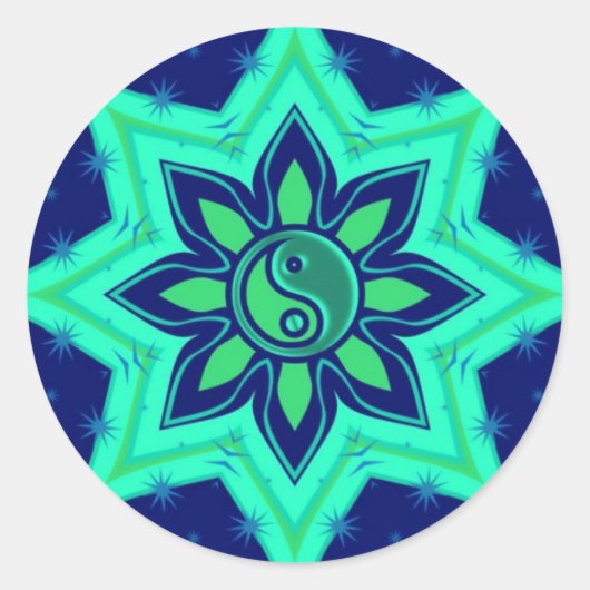 Yin Yang Flower Star-Sticker Ronde Sticker (Voorkant)