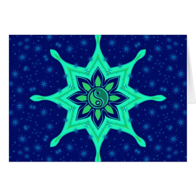 Yin Yang Flower Stars Kaart (Voorkant Horizontaal)