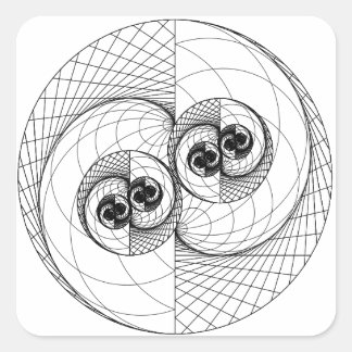 Yin Yang Fractal (alleen lijnen) Vierkante Sticker