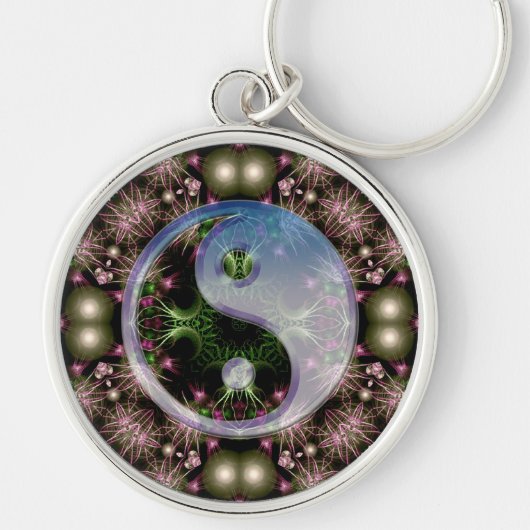 Yin Yang Fractal Wreath Sleutelhanger (Voorkant)