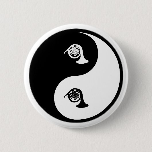 Yin Yang French Horn Ronde Button 5,7 Cm (Voorkant)