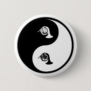 Yin Yang French Horn Ronde Button 5,7 Cm