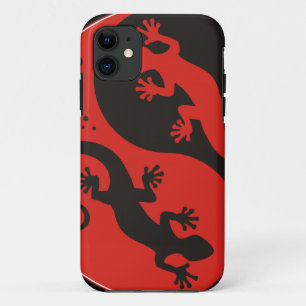 YIN & YANG Geckos Black Red + uw achtergrondidee iPhone 11 Hoesje