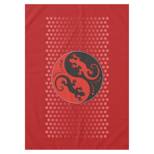 YIN & YANG Geckos Black Red + uw achtergrondidee Tafelkleed (Voorkant)