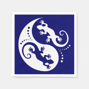 YIN & YANG Geckos white + uw achtergrond en idee Servet