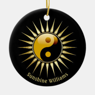 Yin Yang Gold Sunshine Keramisch Ornament