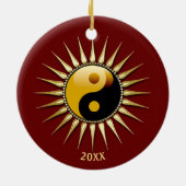 Yin Yang Gold Sunshine Keramisch Ornament (Achterkant)