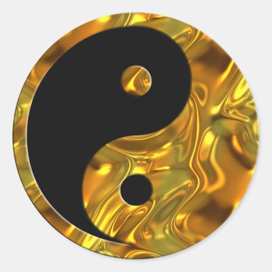 Yin & Yang GOLD | zwart Ronde Sticker (Voorkant)