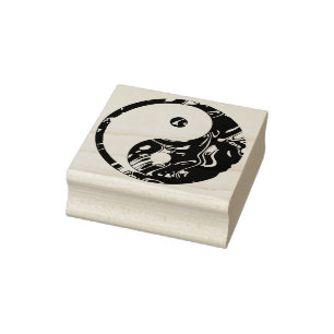 Yin & Yang gouden golven + uw ideeën Rubberstempel