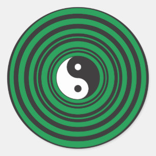 Yin Yang Green Concentrische cirkels rimpelringen Ronde Sticker
